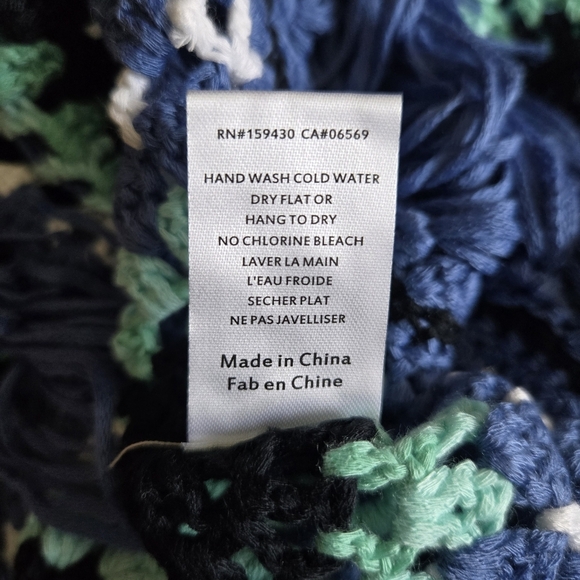 New Elan Aleki Diamond Crochet Blue Multicolor Maxi Dress/Swim Cover-Up Large - Picture 13 of 13